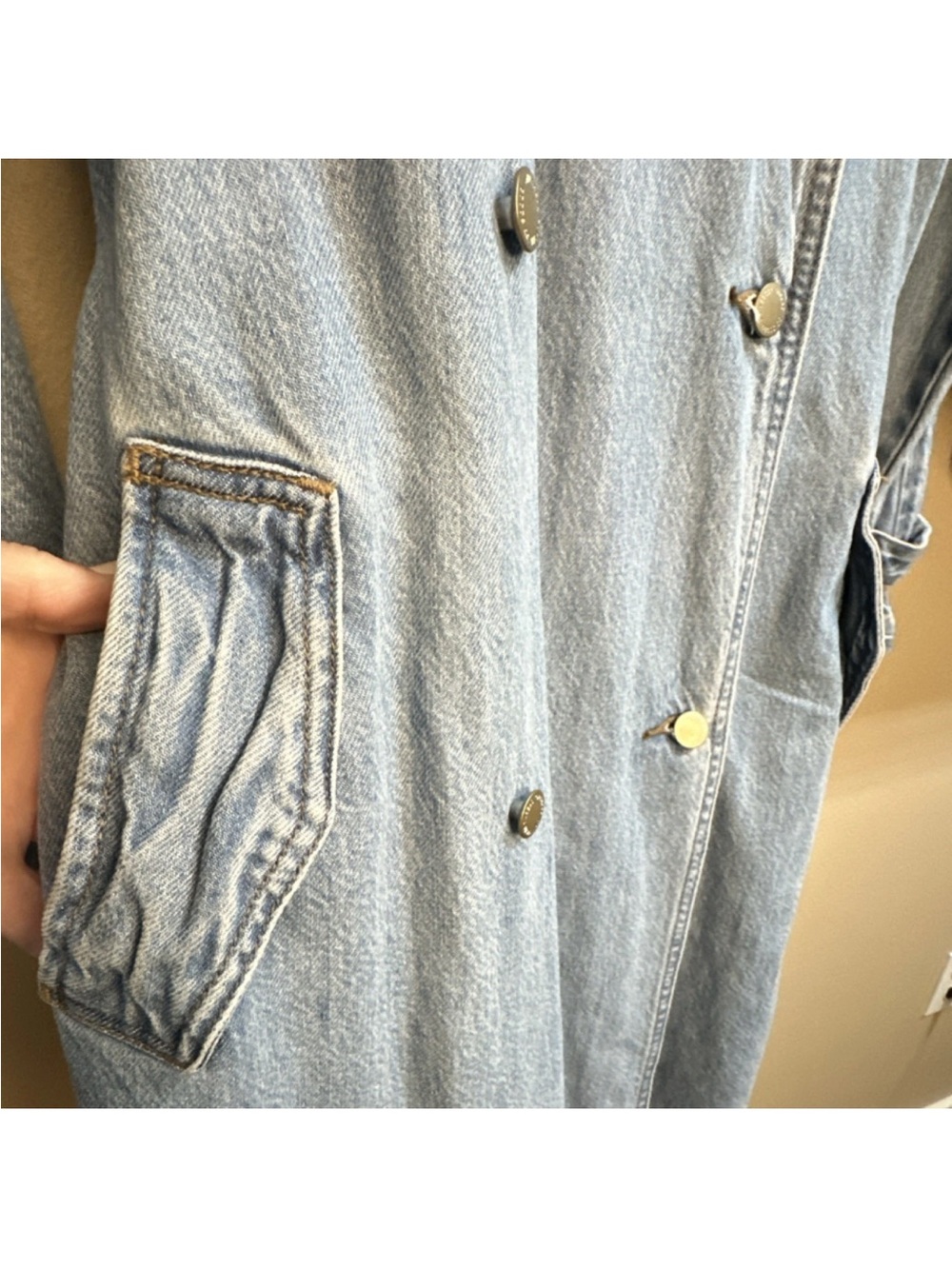 NWT DENIM S Trench Coat Jacket Western chic Festival Fun Classy Country - Picture 7 of 13